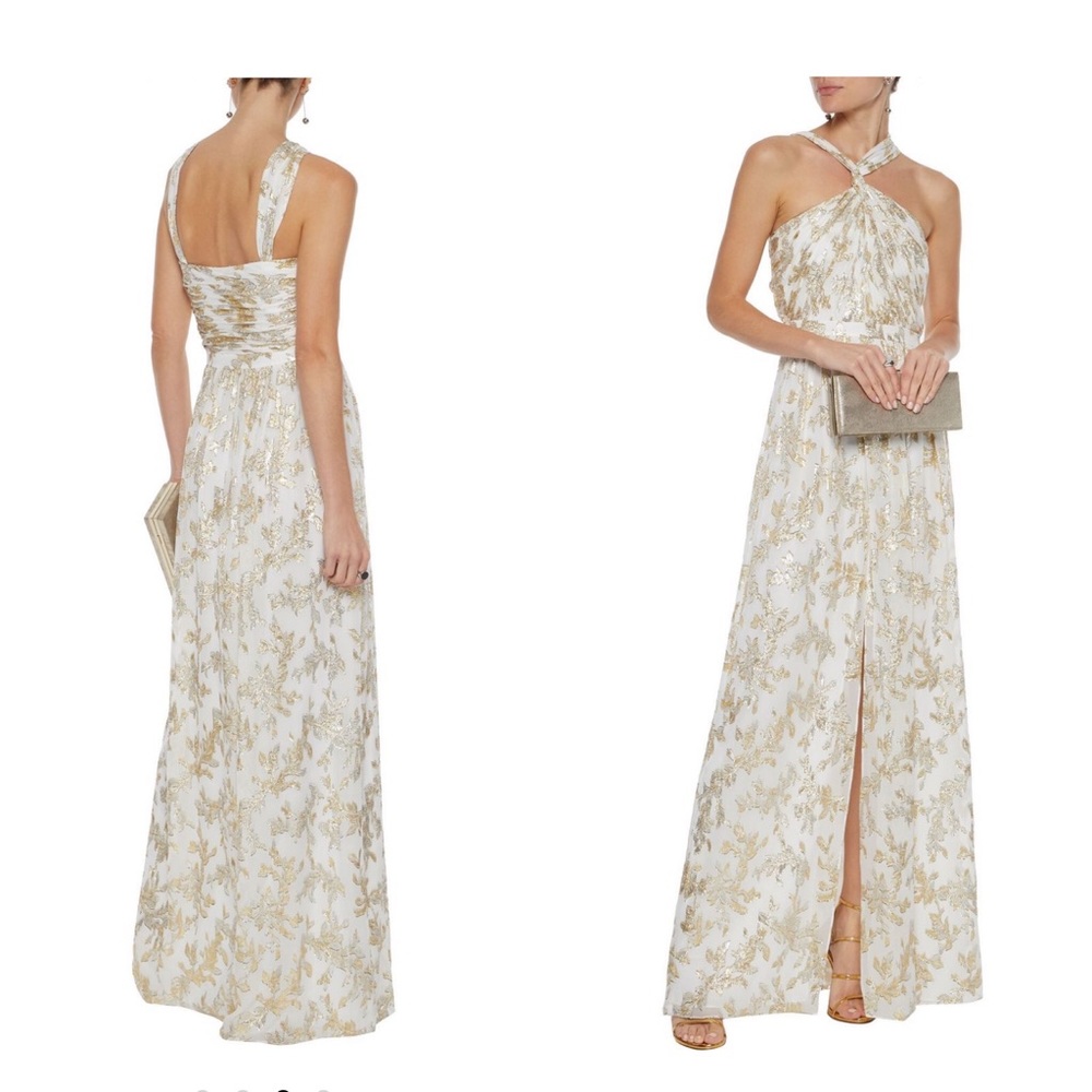 RACHEL ZOE Metallic Chiffon Gown ✨